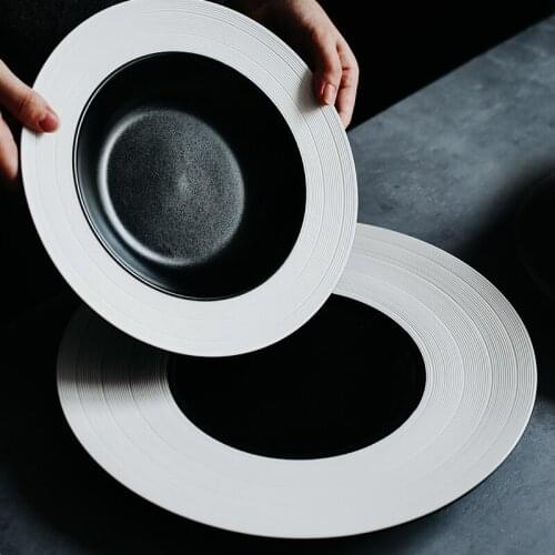 Black steak western food dish Home Nordic salad dish Creative straw hat dish Tableware restaurant