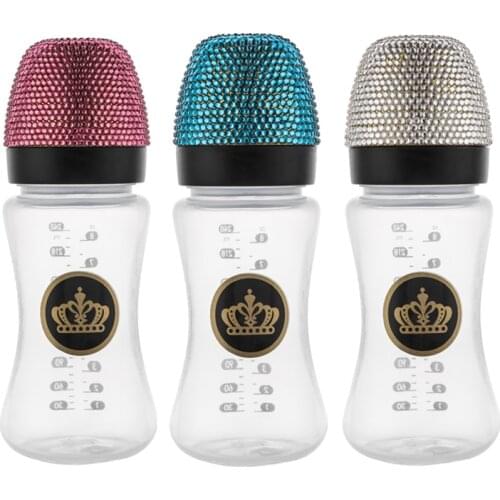 BLINGONLY Rhinestone Milk Feeding BPA Free Food Grade Plastic Gold Bling Baby Bottle