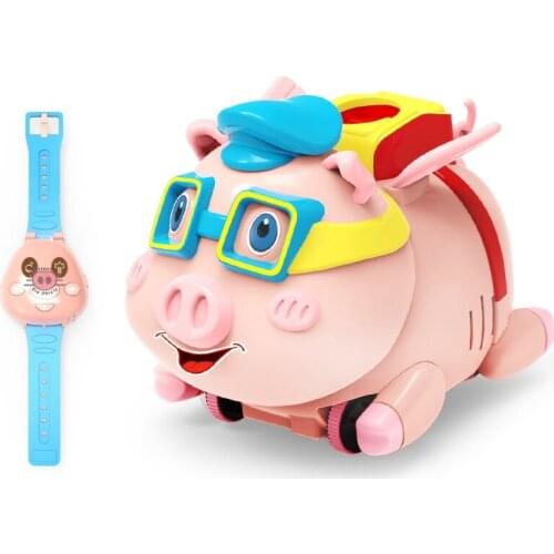 Kids' remote control car toys Bubble Pig cute Speak Spray pig Watch control animal car LED Flash Music Bubble Pig Kids gift
