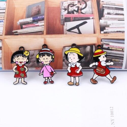 Diy jewelry accessories 30pcs/lot Alloy drop oil cartoon cut Cherry small balls worn hat girls Shape Metal necklace pendants