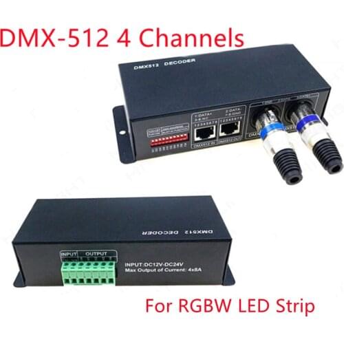 DMX512 Decoder LED Dimmer Driver RGBW Controller DMX-512 4 Channels Decoder Controller Dimmer For RGBW LED Strip