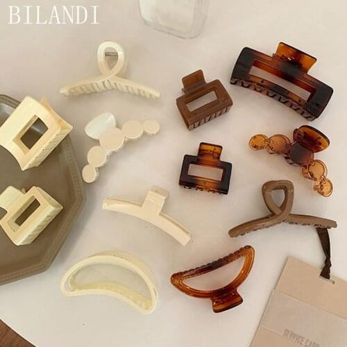 Bilandi Elegant Hair Clip Large Acetate Hair Clips Crab Hair Claws Resin Hairpins for Women Girl Hair Accessories Head Wearing