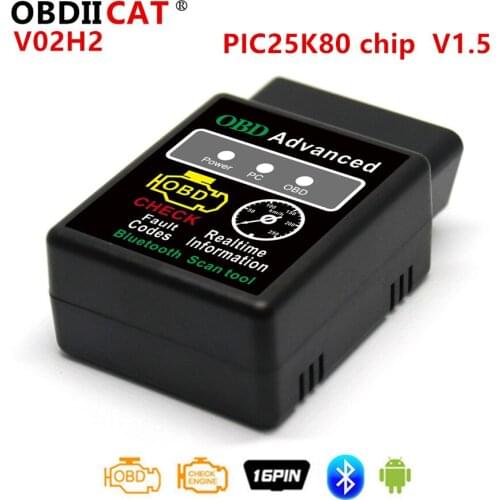 Newest ELM327 V1.5 PIC25K80 Chip V02H2/V02H2-1 Code Reader Bluetooth OBD2 Diagnostic Tool Auto Diagnostic Scanning shipping free