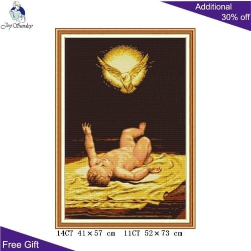 Joy Sunday Peace And Future RA304 14CT 11CT Counted and Stamped Home Decor Baby Sun And Eagle Needlework Cross Stitch kits