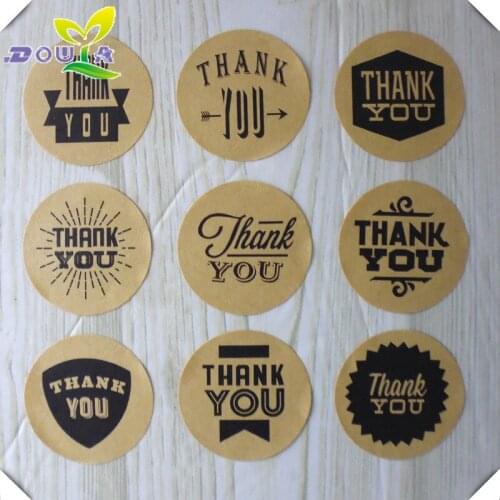 Classic round "thank you" kraft paper seal affixed to biscuit Candy Bag baking packing decorative sticker