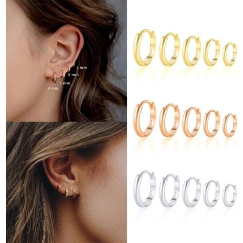 CANNER Prevent Allergies 925 Sterling Silver Hoops Ear rings For Women Round Circle Glossy Huggies accesorios 5/6/7/8/9mm Jewel