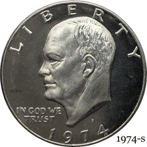 United States America 1974 S Liberty In God We Trust US 1 One Dollar President Eisenhower Cupronickel Silver Plated Copy Coin