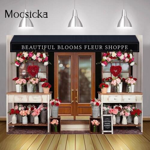Beautiful Blooms Fleur Shoppe Backdrop Floral Valentines Day Photography Background Fresh Rose Market Portrait Photo Shoot