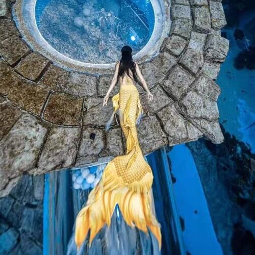 New style mermaid super long fishtail swimsuit + bra cosplay mermaid summer swimming aquarium custom performance costume