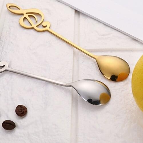 2 styles Stainless Steel Musical Notes Guitar Spoon Creative Milk Coffee Spoon Stirring Mug Music Bar Ice Cream Creative Gift