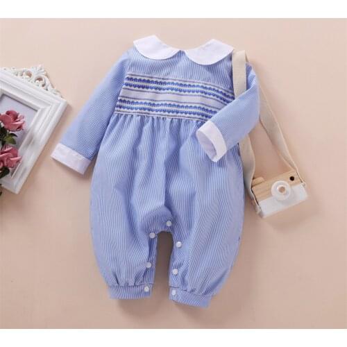 Fashion Autumn Newborn Infant Baby Girls Winter Striped Printed Peter Pan Collar Long Sleeve Costume Romper Jumpsuit Clothes#p4