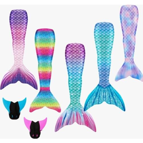 2019 New Kids Adult Mermaid tails with monofin For Summer Swimming Mermaid Suit with Flipper Swimmable Costume