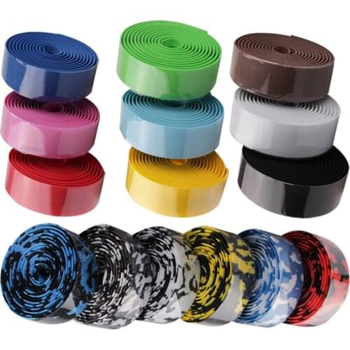 A Set Road Bike Accessories 11 Colors Bicycle Handlebar Tape Camouflage Cycling Handle Belt Cork Wrap with Bar Plugs Bar Tape