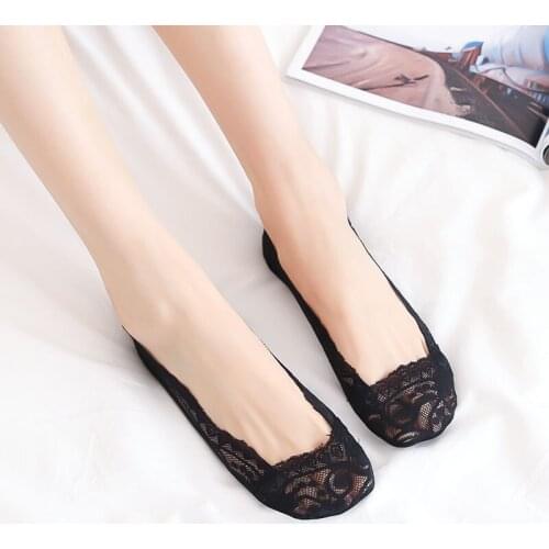 2021 New 1 Pair Fashion Women Girls Summer Thin Socks Non-slip Lace Flower Short Sock Antiskid Invisible Ankle Socks