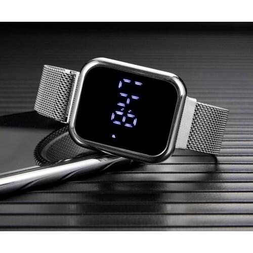 2021 New Mens Digital Watches Luxury Stainless Steel Watch Magnetic Clasp Sport Casual Watch Men Women Unisex Alloy Dial Clock