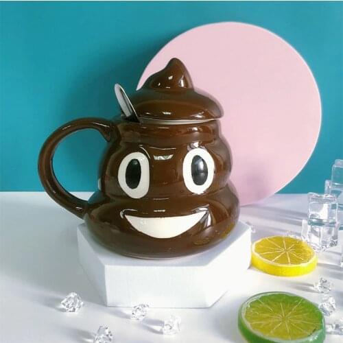 New Strange Silly Stool Ceramic Cup Trickery Funny Stool Water Cup Baba Excrement Mark Cup Birthday Gift Mugs Coffee Cups