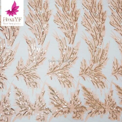 New arrival sequin lace fabric African Nigerian tulle lace fabric for High quality sequined wedding lace fabric