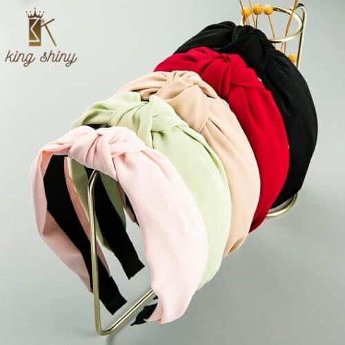 Korean Sweet Girl Big Bowknot Wide Headband for Woman Vintage Solid Color Fabric Hairband Hair Hoop Woman Party Hair Accessories