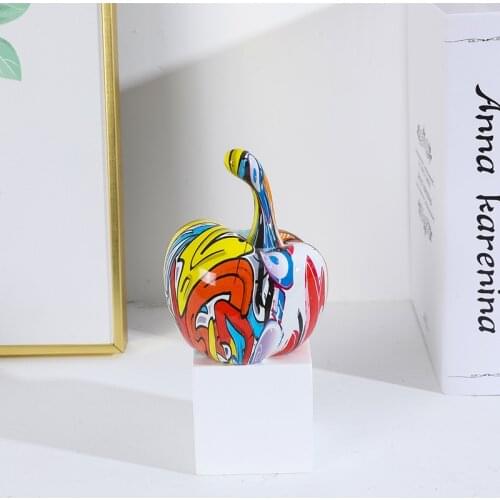 Nordic Home Decor Graffiti Apple Fruit Figurines Resin Model Living Room Decoration Office Desk Modern Desktop Decoration Crafts