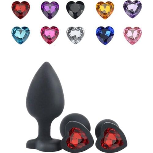 Ssize Heart-shaped black silicone anal plug Adult Toys for Men/Women Anal Trainer for Couples sex toys silicone butt plug