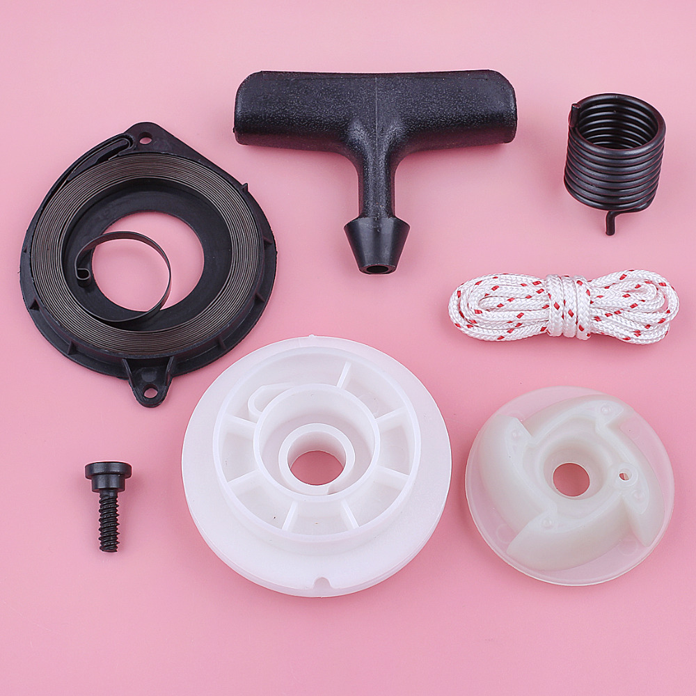 Recoil Starter Pulley Spring Hub Spring Handle Grip Rope Kit For Husqvarna 435 440 Chainsaw Garden Tool Replace Spare Part
