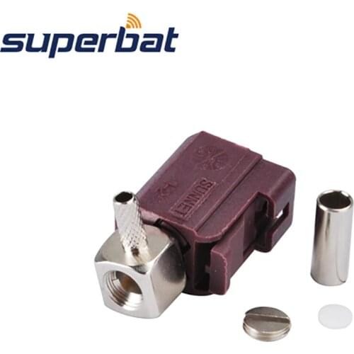Superbat Fakra D Crimp Jack Connector Right Angle for Cable RG316 RG174 LMR100 for Violet Car GSM Cellular Phone