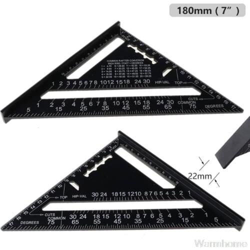 7/12 Inch Aluminium Alloy Triangular Measuring Ruler Woodworking Carpenter Square Angle Protractor S24 20 Dropshipping