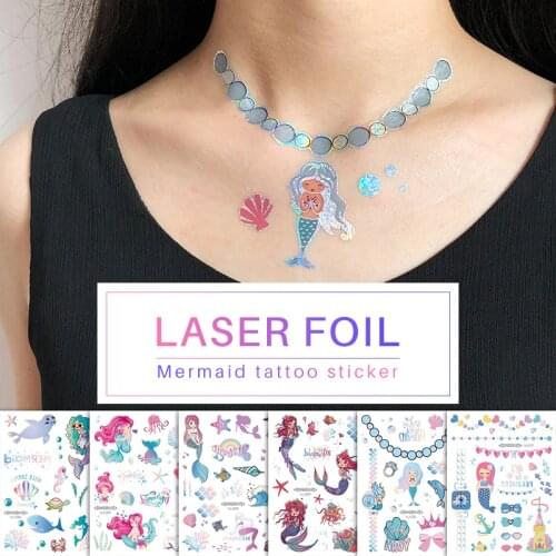 Temporary tattoos for girls kids tattoo sticker cartoon children jewelry stickers mermaid rainbow summer tattoo sea fish whale