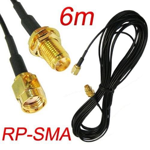 High Quality 6M 19FT WiFi Antenna RP-SMA Extension Cable Cord For Wi-Fi Router wholesale Price