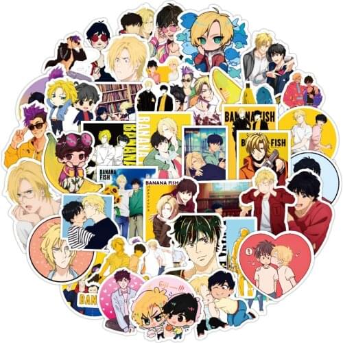 10/50pcs BANANA FISH Stickers for Car Laptop Suitcase Skateboard Backpack Water Bottle Pad Bicycle Waterproof Sticker