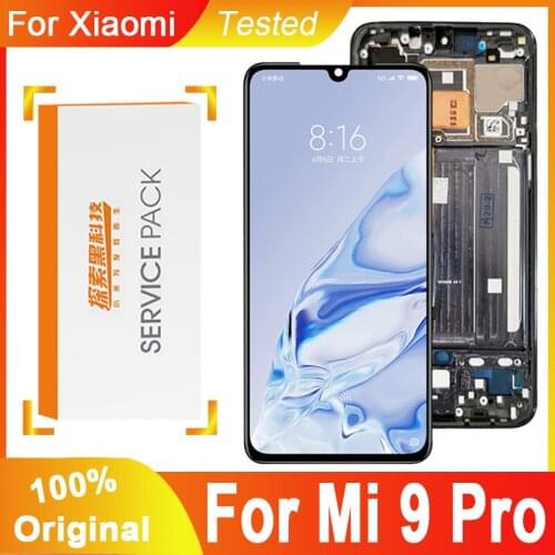 100% Original For 6.39" Xiaomi MI 9 Pro Amoled LCD Display Screen With Frame+Touch Screen Digitizer For MI9 Pro LCD Display
