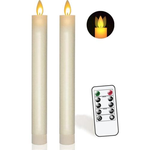 24pcs 8" moving dancing wick LED Taper remote controlled w/timer function Stick Candles Xmas Wedding Table Room Decoration-Amber
