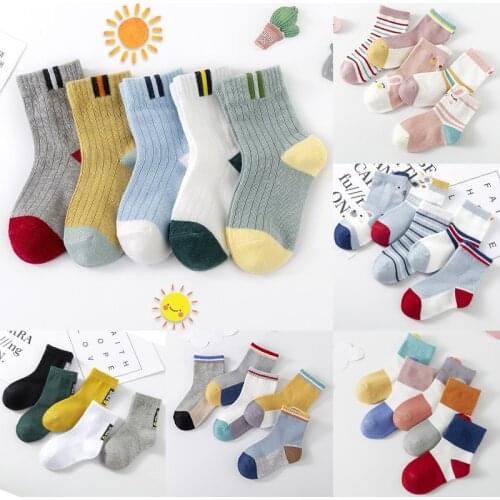 5Pairs/lot 0-2Y Baby Socks Summer Cotton 3D Cartoon Animal Kids Socks Girls Mesh Cute Newborn Boy Toddler Socks Baby
