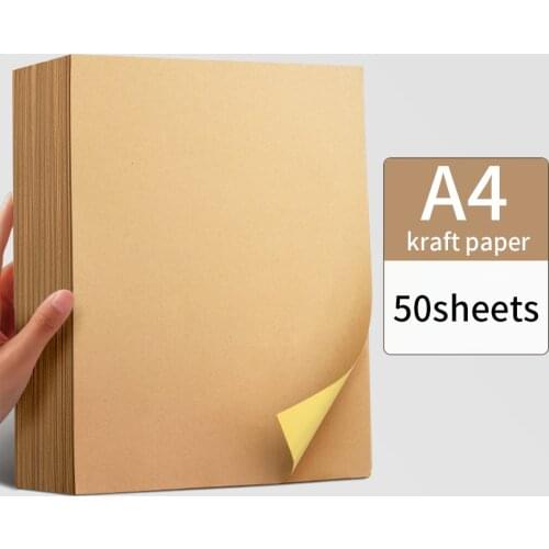 50 Sheets A4 Brown Kraft Paper Stickers 8.25" X 11.75 Self-Adhesive Laser Inkjet Printing Paper Label for Gift Labels Decals