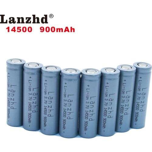 8PCS 14500 battery 3.7V 900mAh Rechargeable Li-ion Battery for LED Flashlight Battery accumulator battery real capacity