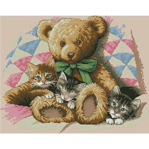 Free Delivery Top Quality Counted Cross Stitch Kit Teddy and Kittens Cats Cat dim 35236