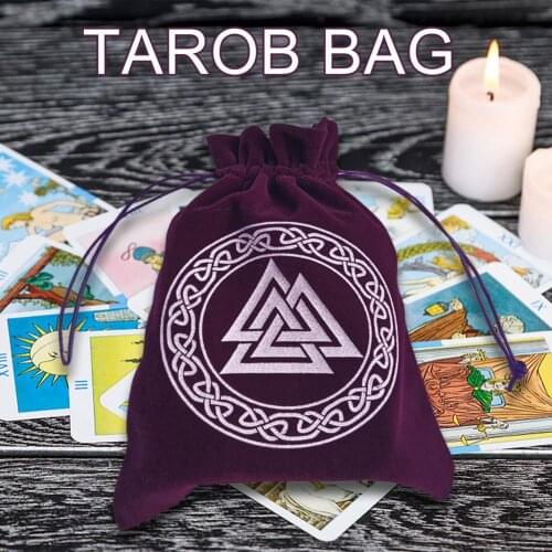 1PCS Velvet Bag Tarot Oracle Cards Tarot Jewelry Storage Bag Soft Board Game Card Mini Black Purple Drawstring Package 13x18 CM