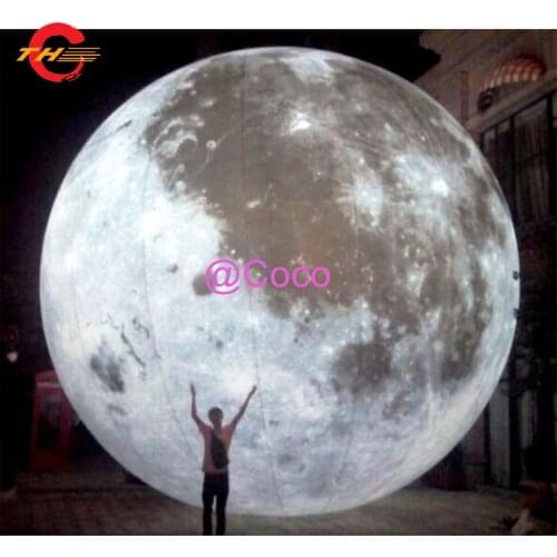 Free air ship to door,2020 hot sale inflatable moon balloon/giant inflatable light moon ball with led light for decoration