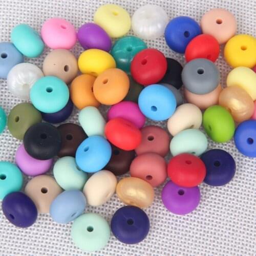 * 100pcs Baby Teether Silicone BPA Free Abacus Round beads for Teething Necklace FDA Approved Geometric Loose BEADS DIY Jewelry
