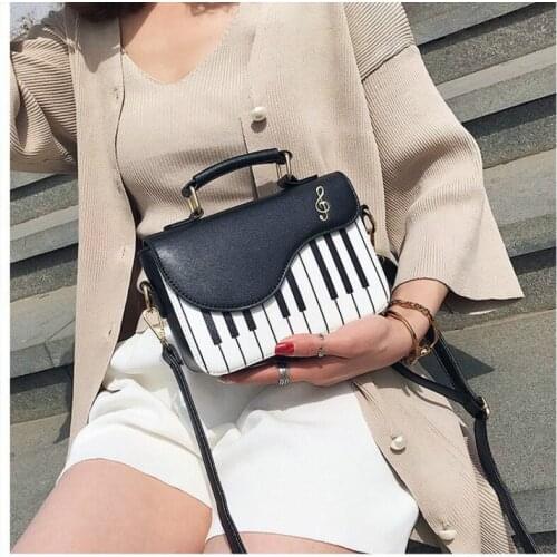 Ladies Handbag Piano Pattern PU Leather Womens Shoulder Bag Crossbody Messenger Bag Pouch Totes