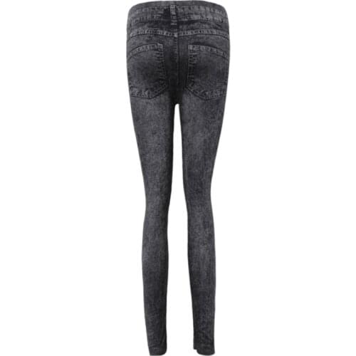 High Waist Faux Denim Jean Leggings Slim Elastic Seamless Skinny Pencil Pant Female Workout Running Leggings