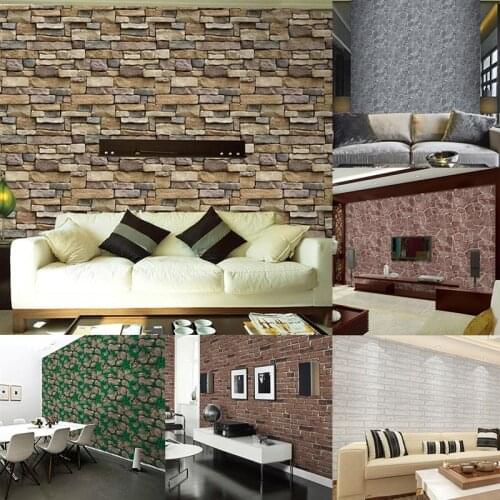 Living Room Bedroom Wall Decorative Sticker Eco-friendly Home Wall Decals PVC Waterproof Decor, Cyan Brick