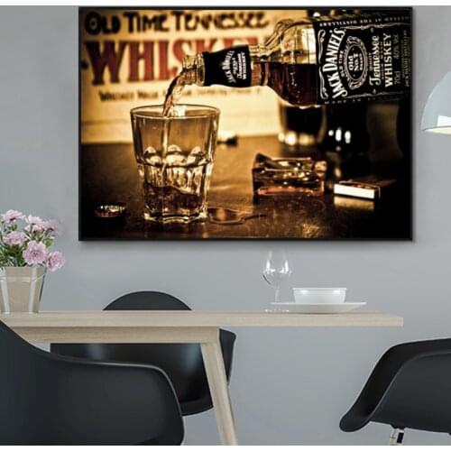 Whiskey Drinks Wall Art And Prints Modern Pouring wine Canvas Painting Bar Decorative Cuadros Wall Art Posters Home Decor