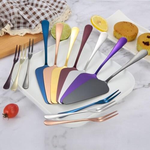 2psc pizza shovels pizza forks Cutter Fruit Cake Shovel Knife Pie Shovel Kitchen Gadget Cake Insert Fruit Fork Dessert Fork