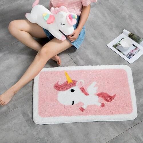Cute Cartoon Thickened flocking mat bathroom absorbent mat home entry door pad living room bedroom carpet