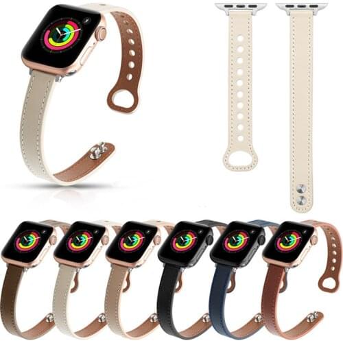 Fashion Leather Solid Color Wrist Band Strap for Apple Watch Series 6 5 4 3 2 SE