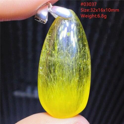 Genuine Natural Gold Rutilated Quartz Water Drop Pendant Gemstone Brazil Necklace Waelthy Stone Women Men Jewelry Brazil AAAAAA