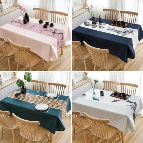 Tableloth Wash Painting Flower Lotus Peony Table Covers Waterproof Oilproof Thicken Rectangular Wedding Home Dining
