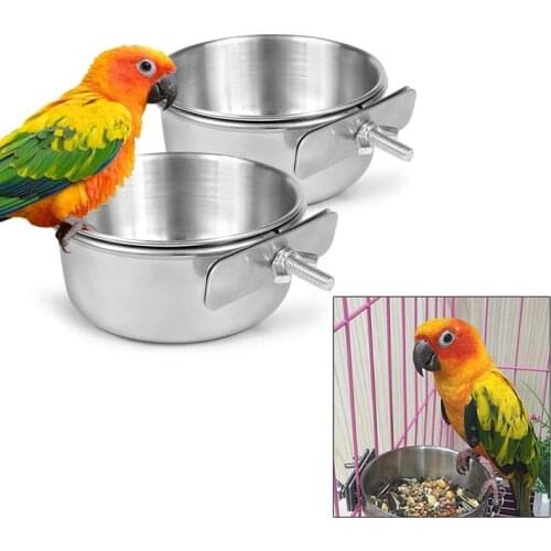Stainless Steel Bird Feed Box Parrot Cups Bowls Container for Food Water Feeding Supplies feeding bowl