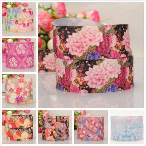 50% off 1-1/2" 38mm New beautiful Japanese Flower cartoon printed grosgrain ribbon 5 /10/print random delivery